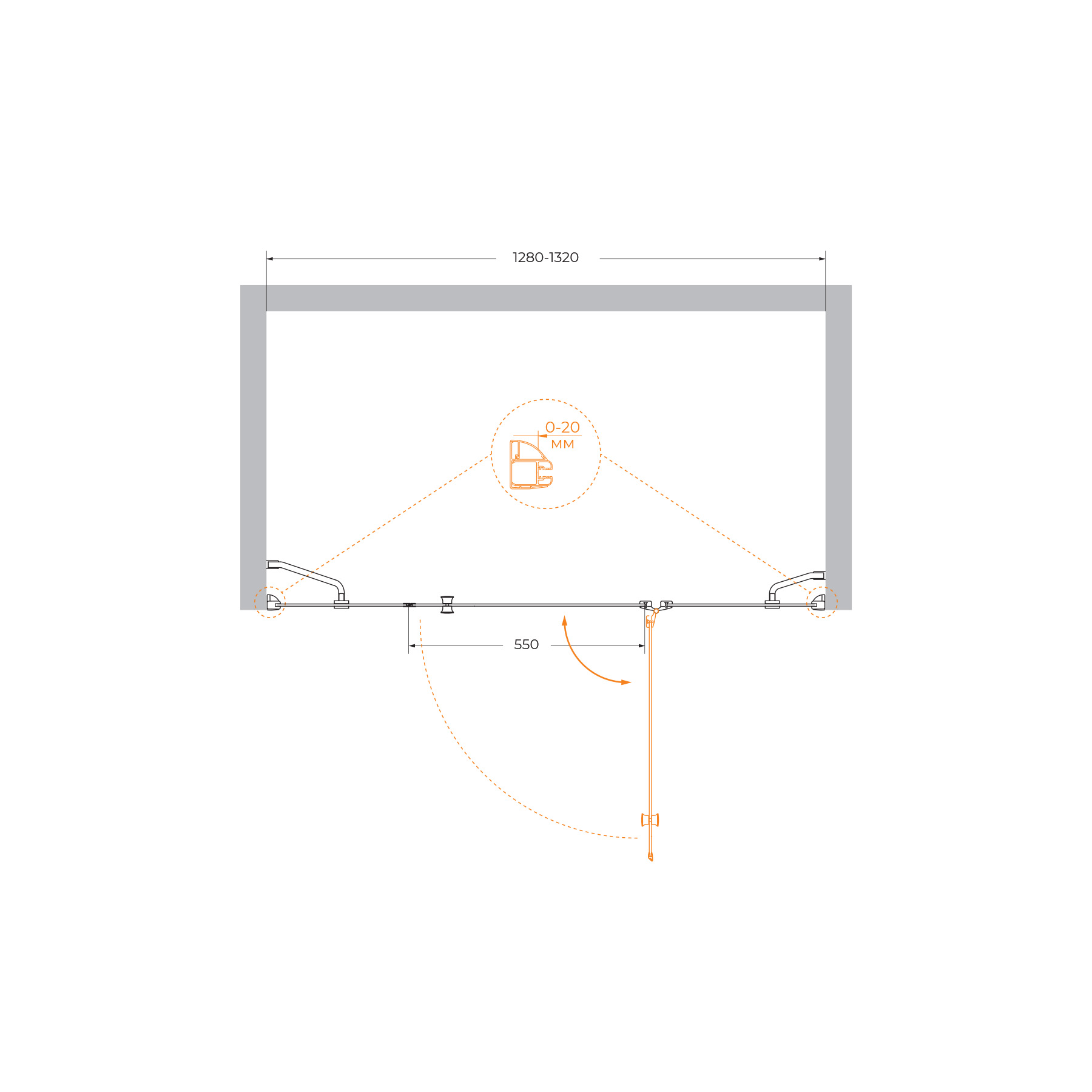Душевая дверь CEZARES VERONA-W-B-13-30+60/40-C-Cr