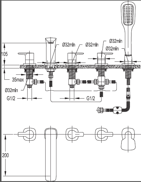 Смеситель на борт ванны CEZARES TESORO-F-BVD5-01