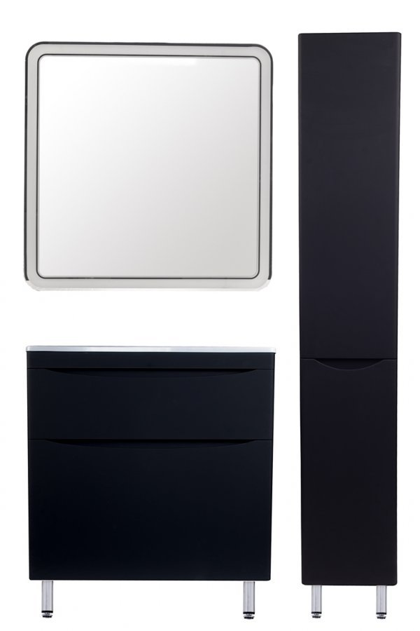 Тумба напольная "Бергамо мини 90" (2 ящ.) Люкс антискрейтч черный, PLUS