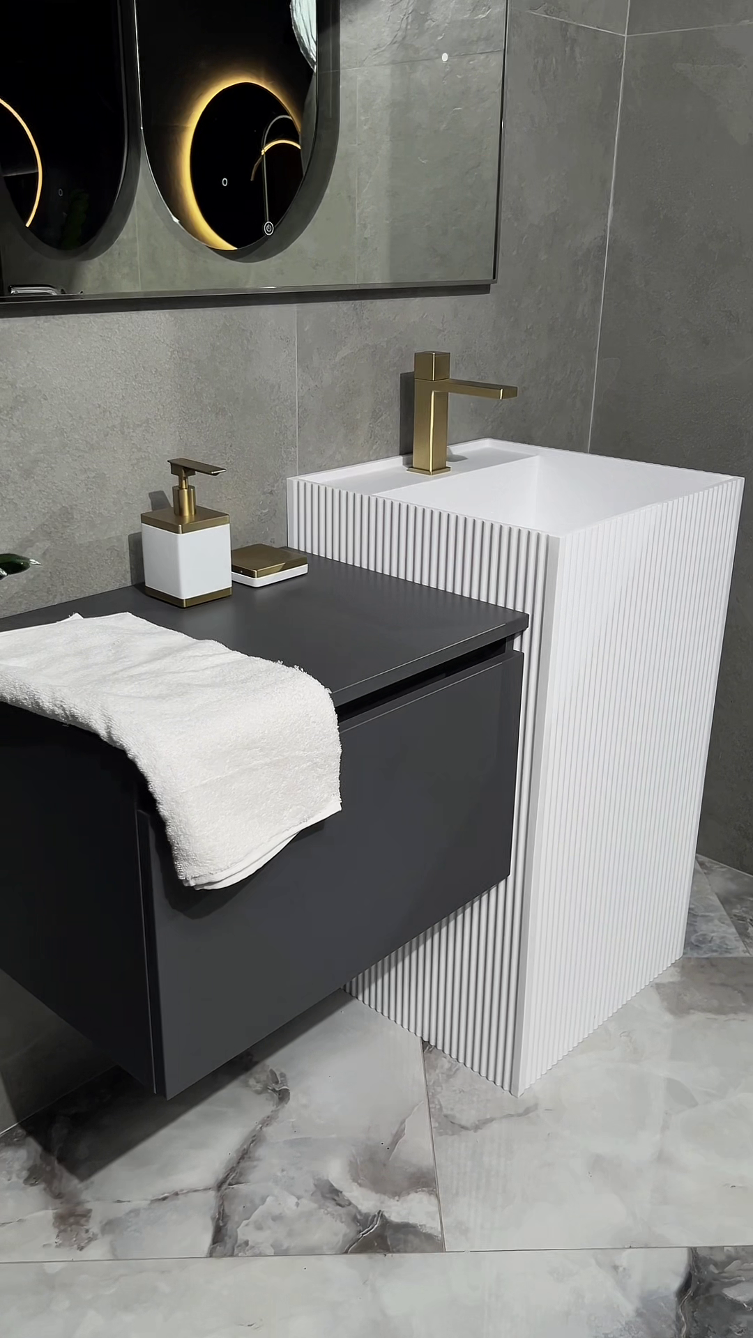 Раковина напольная Cube Corian 480*480*850 Matt White