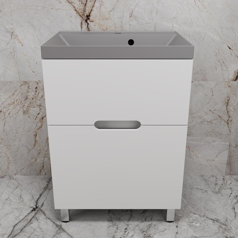 Тумба напольная "Матис 60" под ASTI 60 (2 ящика), Белый матовый, ЭМАЛЬ