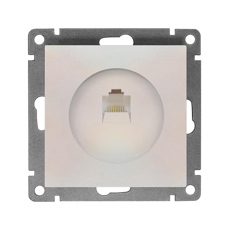 Розетка компьютерная 1-м СП Афина RJ45 кат.5E механизм жемчуж. Universal A0051-OBr