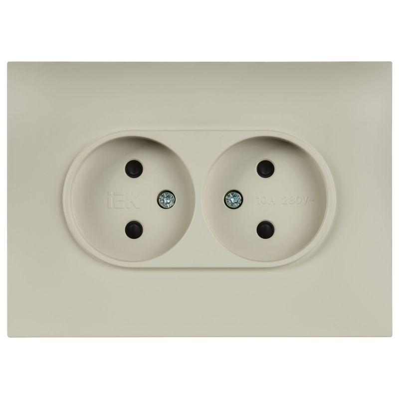Розетка 2-м SKANDY 10А без заземл. защ. шторки в сборе SK-R09B беж. IEK SK-R23-10-K10-F