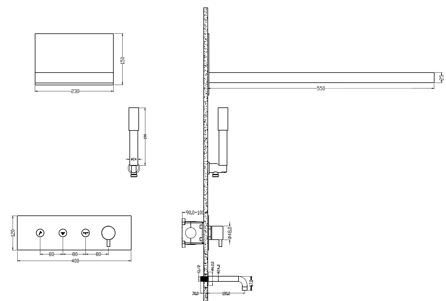 Душевая система с изливом Boheme Fusion Matt White