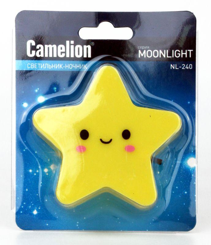 Светильник светодиодный NL-240 "Звезда" 220В ночник с выкл. желт. Camelion 13815