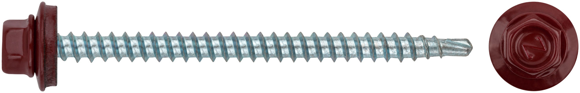 Шурупы кровельные со сверлом 4.8 х 70  100шт , красный RAL 3003 Пром