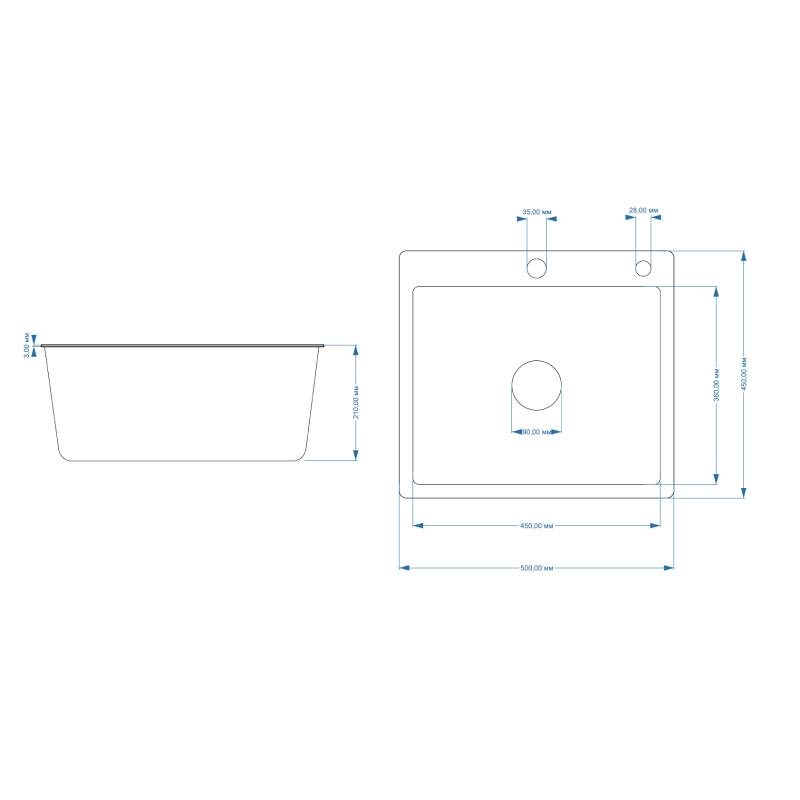 Мойка для кухни Fmark FSC5045Q, графит