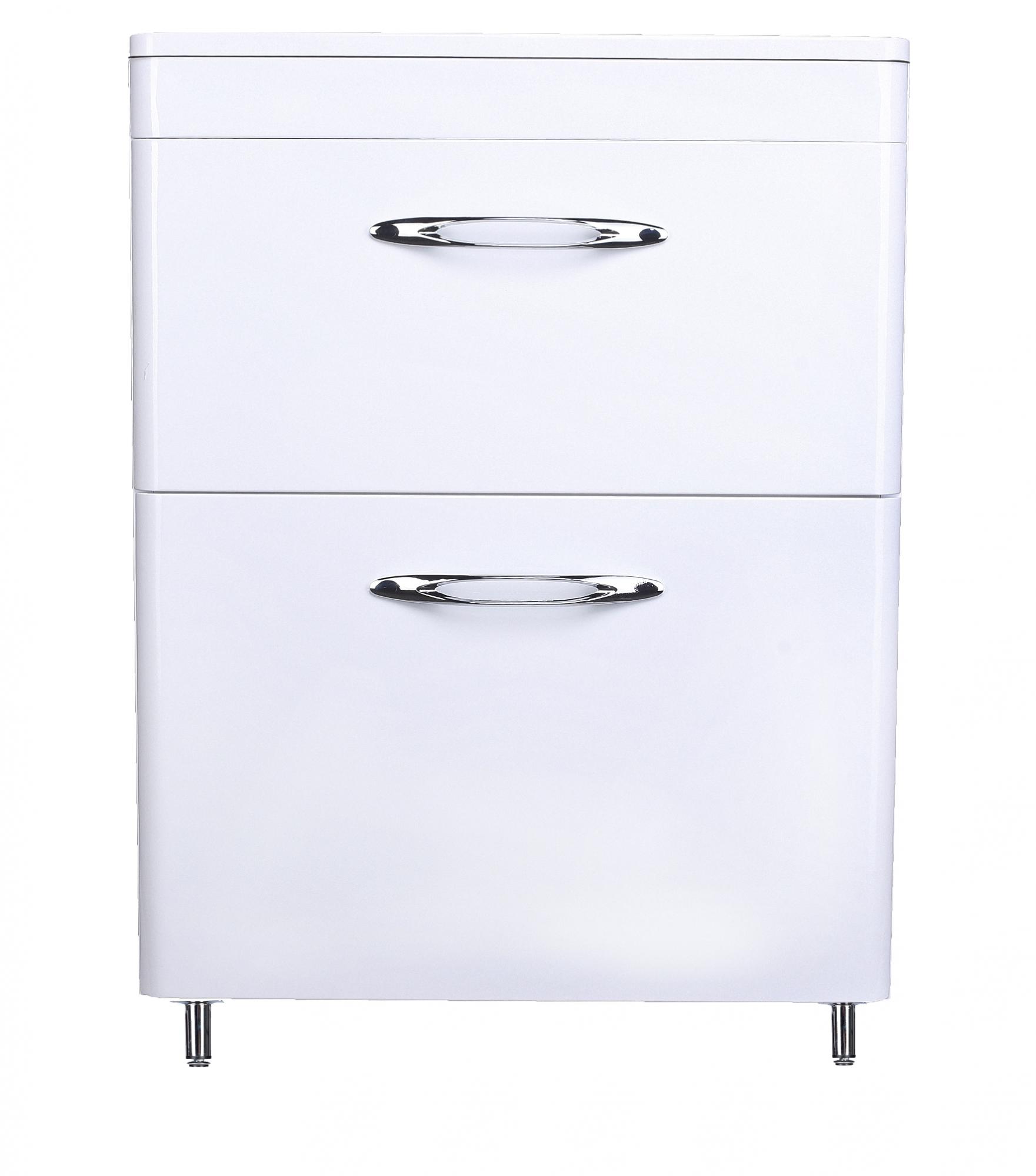 Тумба напольная "Каре 70" (2 ящ.) Люкс белая, PLUS