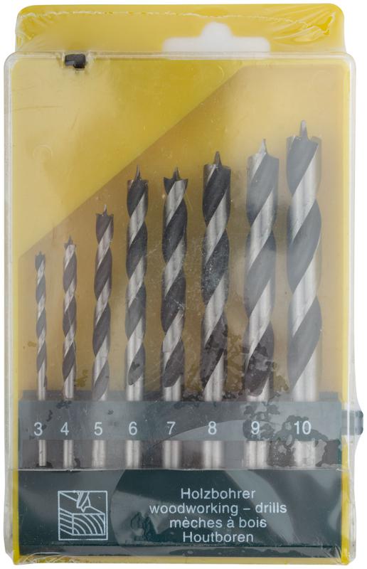 Набор сверл по дереву CrV Профи пластиковый бокс 8шт (3-4-5-6-7-8-9-10мм) FIT 36100