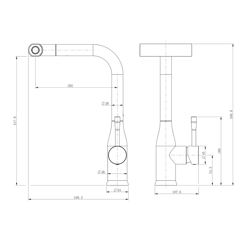 Смеситель для кухни с мультифункциональным изливом Splenka S206.49.06, черный