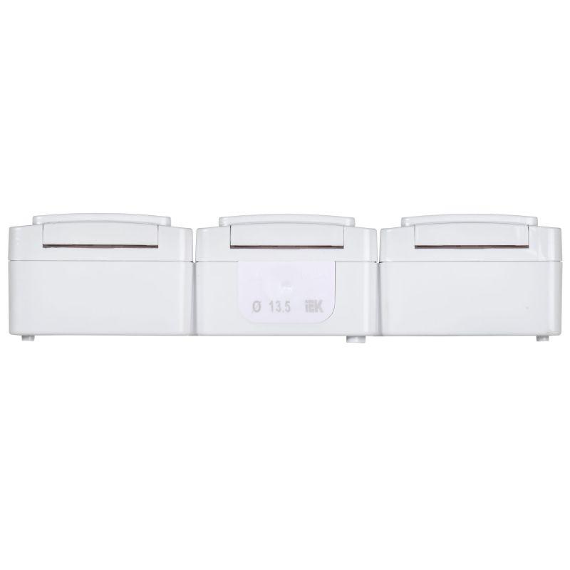 Розетка 3-м ОП Гермес Plus РСб23-3-ГПБб 16А IP54 с заземл. с крышкой бел. IEK ERMP32-K01-16-54-EC