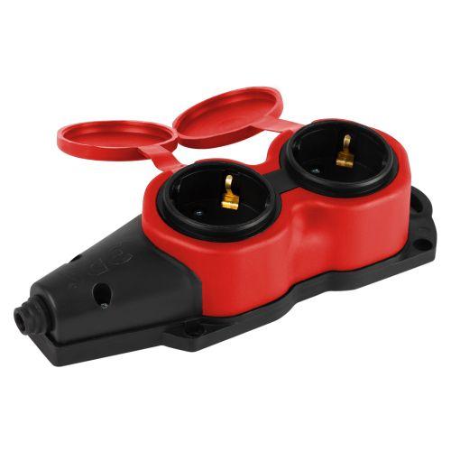 Колодка 2-м с заземл. 16A IP44 KX-2e-RED-IP44 каучук. красн. Эра Б0068443