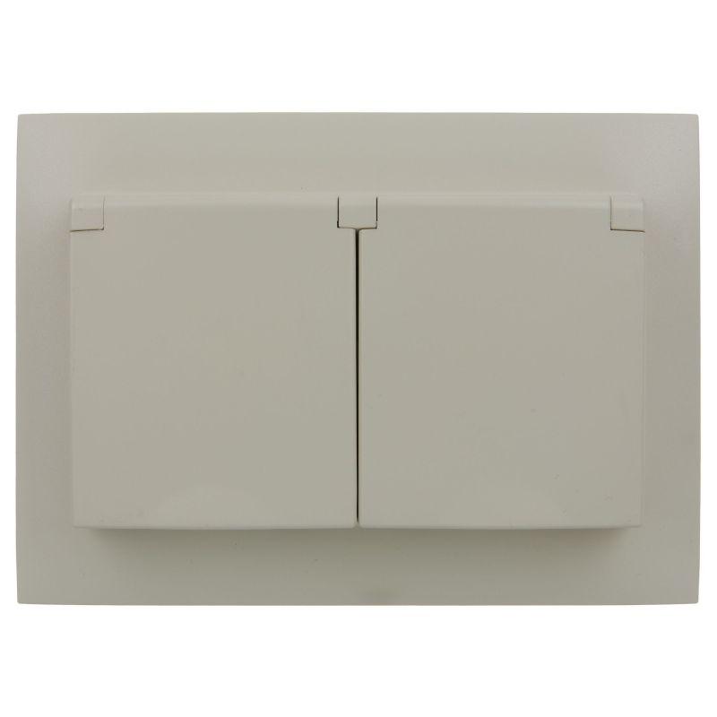 Розетка 2-м SKANDY 16А IP44 с крышкой в сборе SK-R12B беж. IEK SK-R26-16-44-K10-F