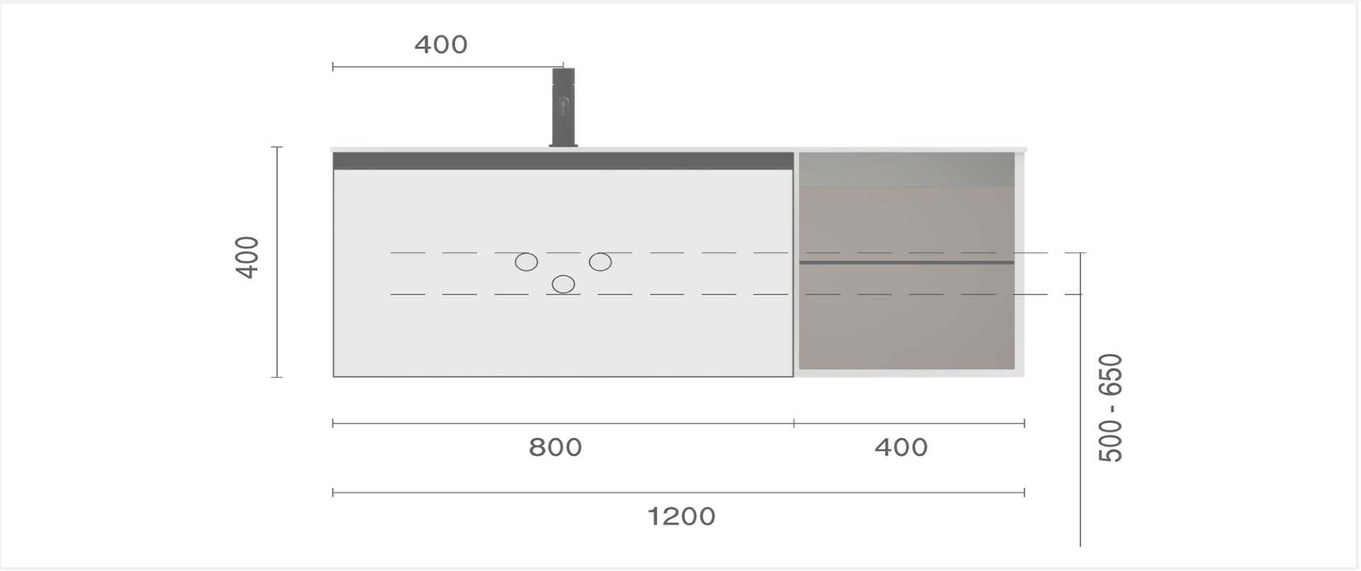 QUATRO 6 120см (80+40) тумба ANTHRACITE профиль ANTHRACITE