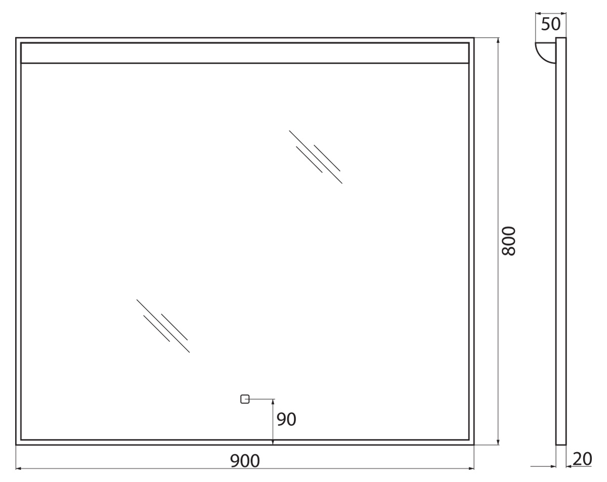 Зеркало BelBagno SPC-UNO-900-800-TCH