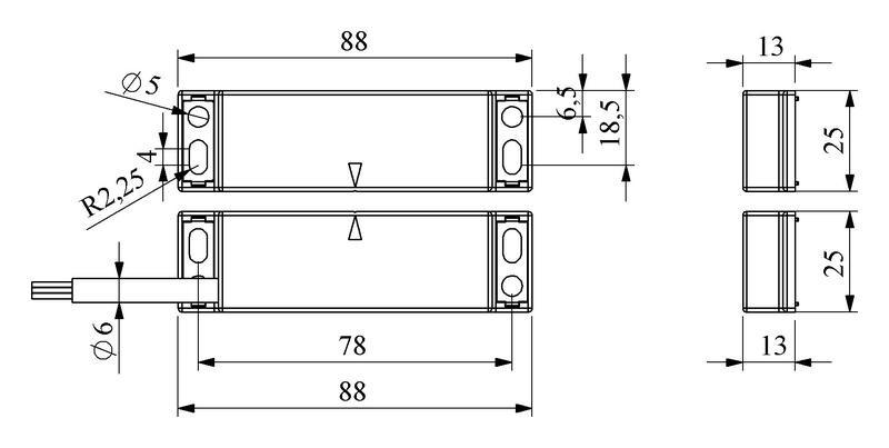 Датчик магнитный (2НЗ+НО) провод 2мх30LC2-B15