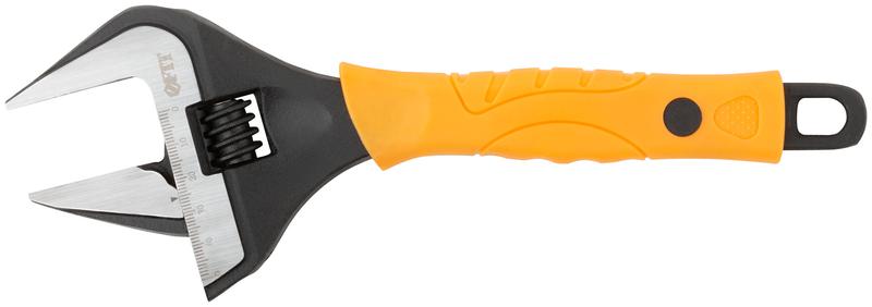 Ключ разводной "Эталон" CrV узкие губки шкала экстра увелич. захват прорезин. ручка 250мм 50мм FIT 70197