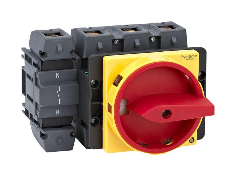 Выключатель-разъединитель 4п 125А IP20 с красн. рукоят. на дверцу 4 винтами с замком SE MSD125410R