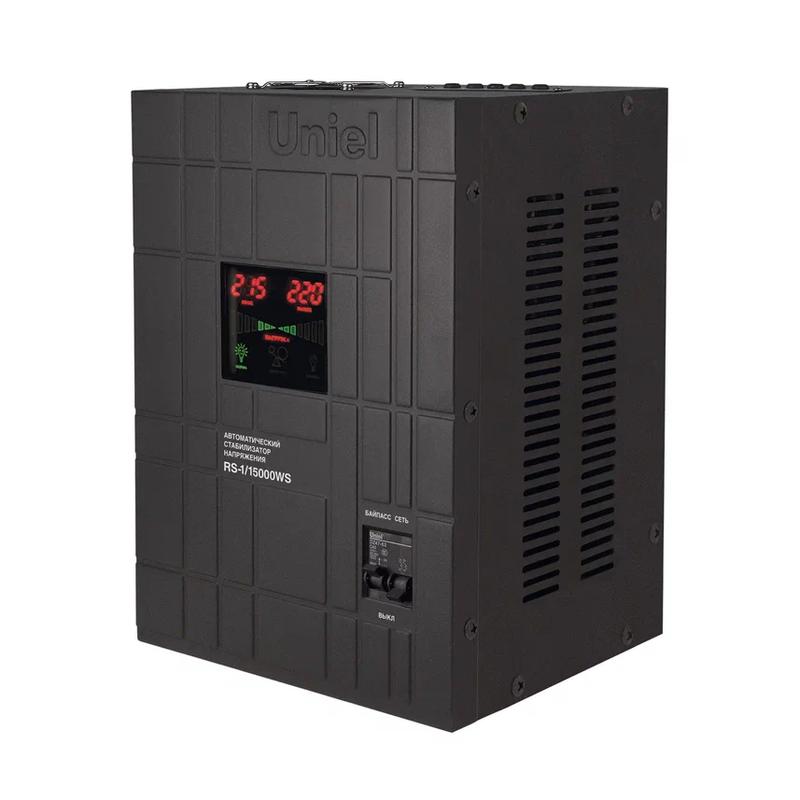 Стабилизатор напряжения RS-1/15000WS 1ф 15кВА релейный настен. с гальванической развязкой Uniel UL-00012635