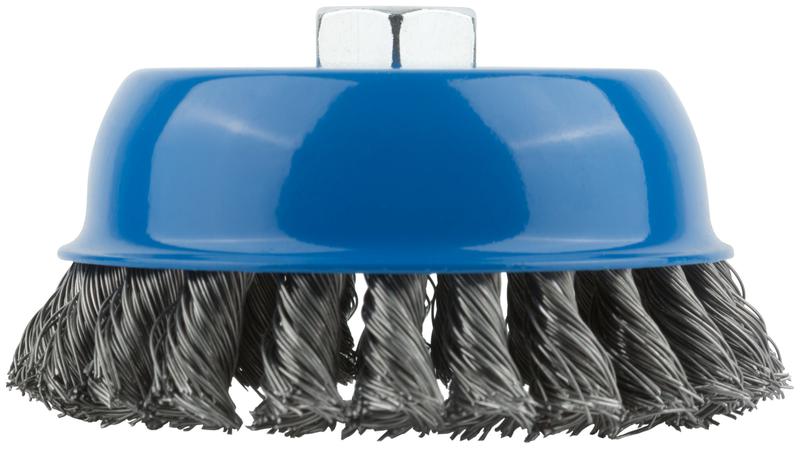 Корщетка тип "чашка" гайка М14 стальная витая проволока 125мм MOS 38954М