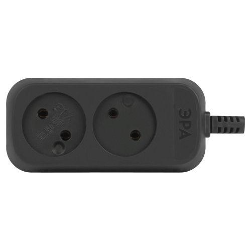 Колодка удлинителя KX-2-B 2-м без заземл. черн. Эра Б0061660