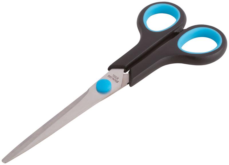 Ножницы бытовые нержавеющие прорезиненные ручки толщина лезвия 1.8мм 175мм FIT 67375