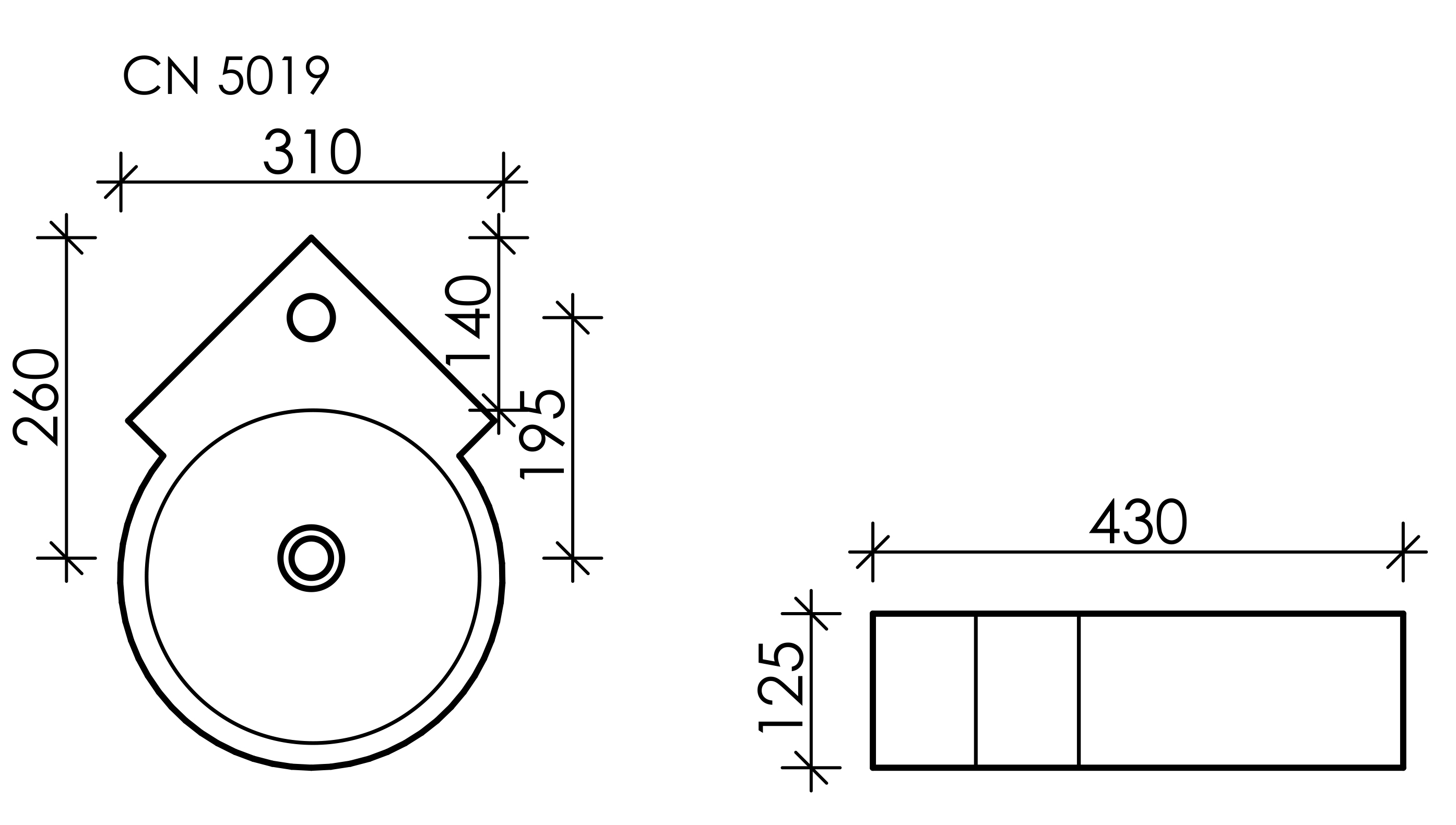 Умывальник подвесной угловой Element 310*430*125мм, CN5019