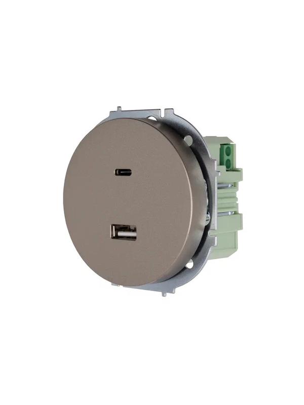 Розетка 1-м СП OSEN TC+ USB разъем механизм титан LEZARD 743-3788-192TC