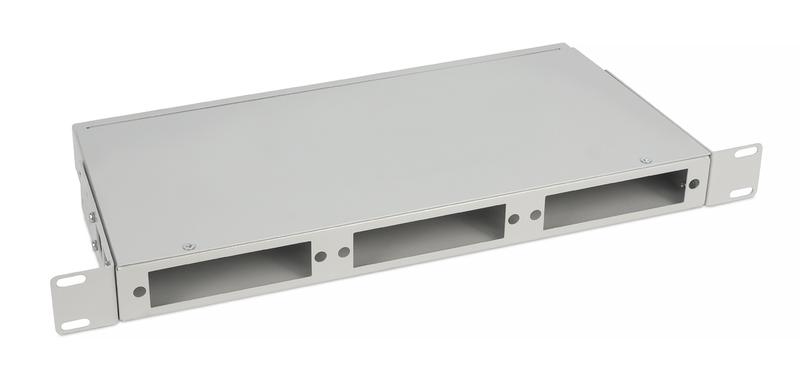 Кросс бокс оптический FO-CS-19-3FP-GY 19дюйм 1U на 3 адаптерные панели сер. Cabeus 11109c