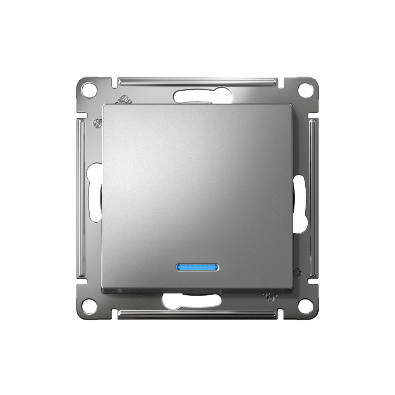 Переключатель проходной 1-кл. СП AtlasDesign 10А IP20 (сх. 6а) 10AX с подсветкой механизм сталь SE ATN000963