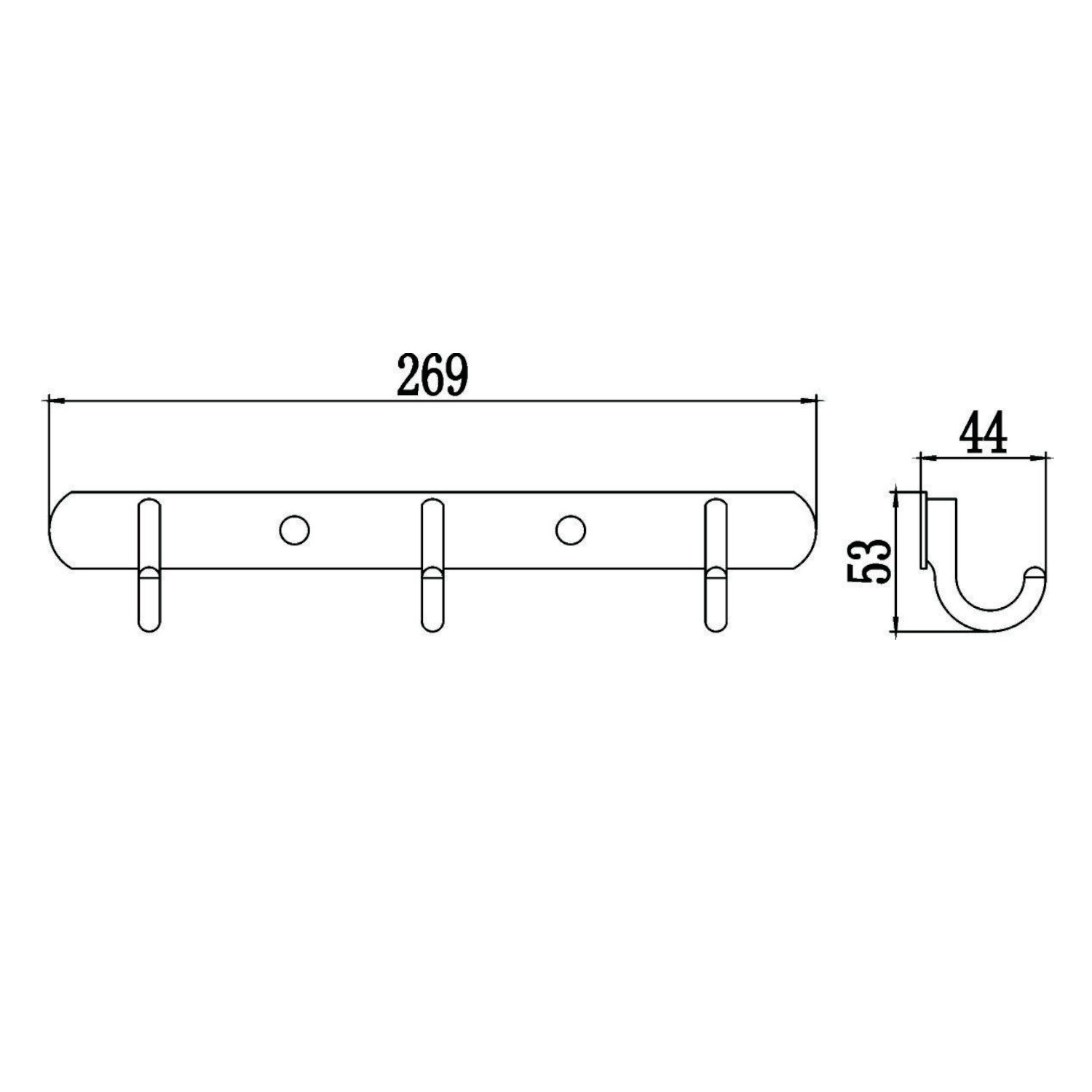 Планка с крючками Savol S-001253, хром