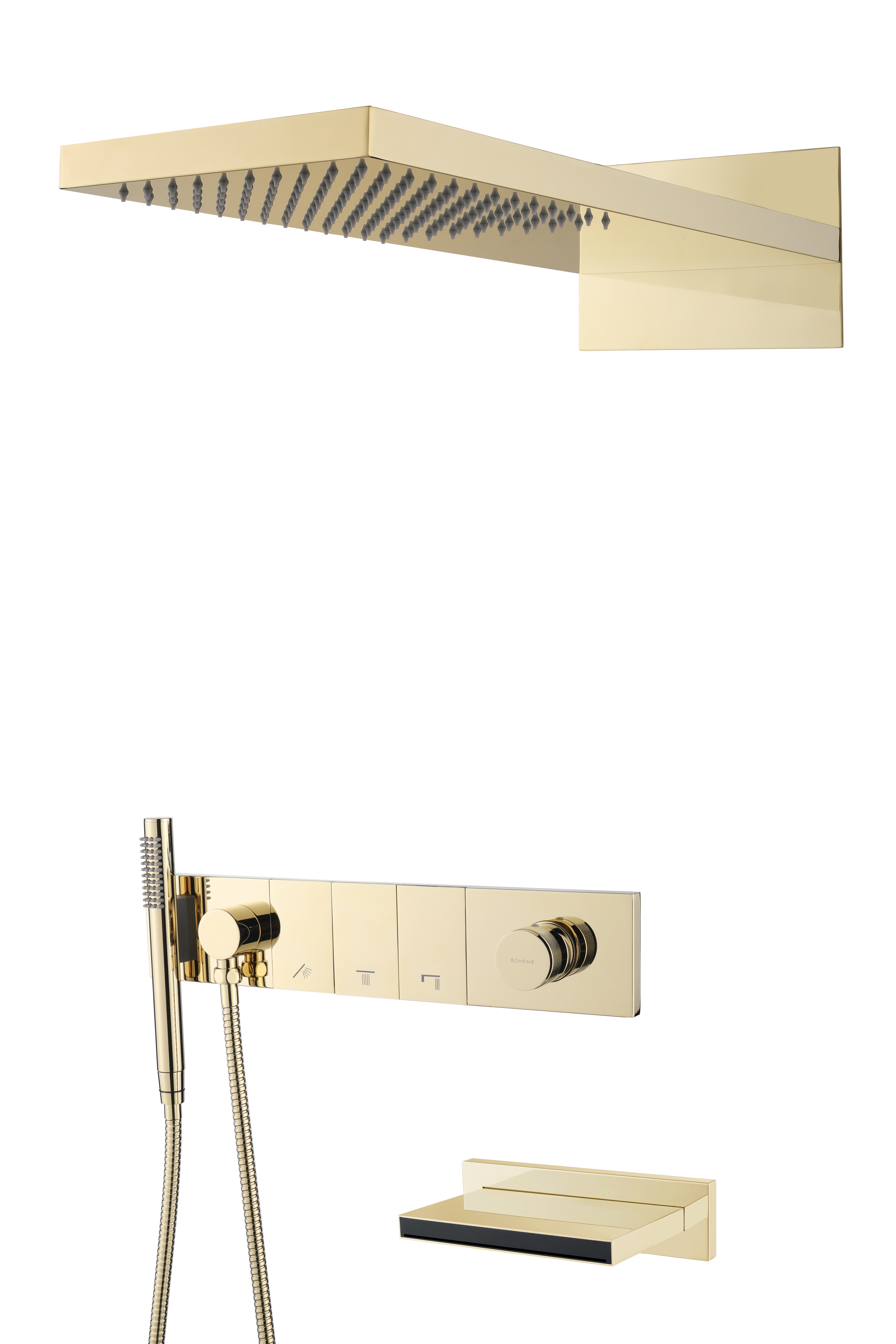 Встроенная душевая система  ZODIAC с термостатом, трехпозиционная Black