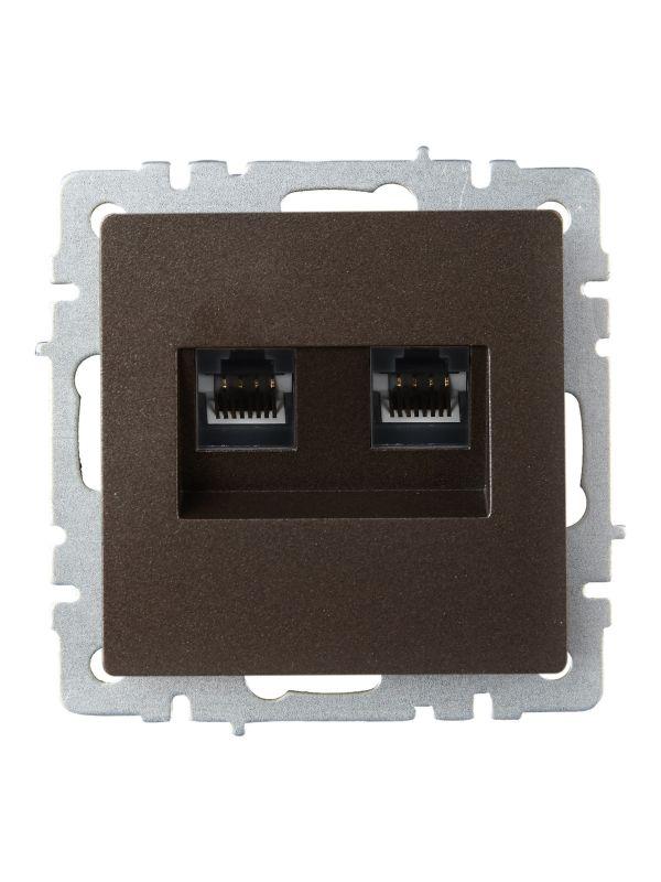 Розетка компьютерная двойн. СП RJ45 кат.6 BRITE РК11-2-БрТБ механизм бронза IEK BR-K20-2-K45