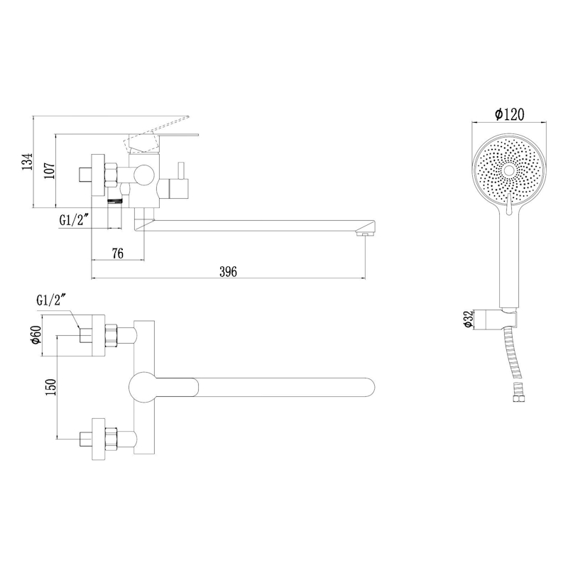 Смеситель для ванны Fmark FS8225A, хром