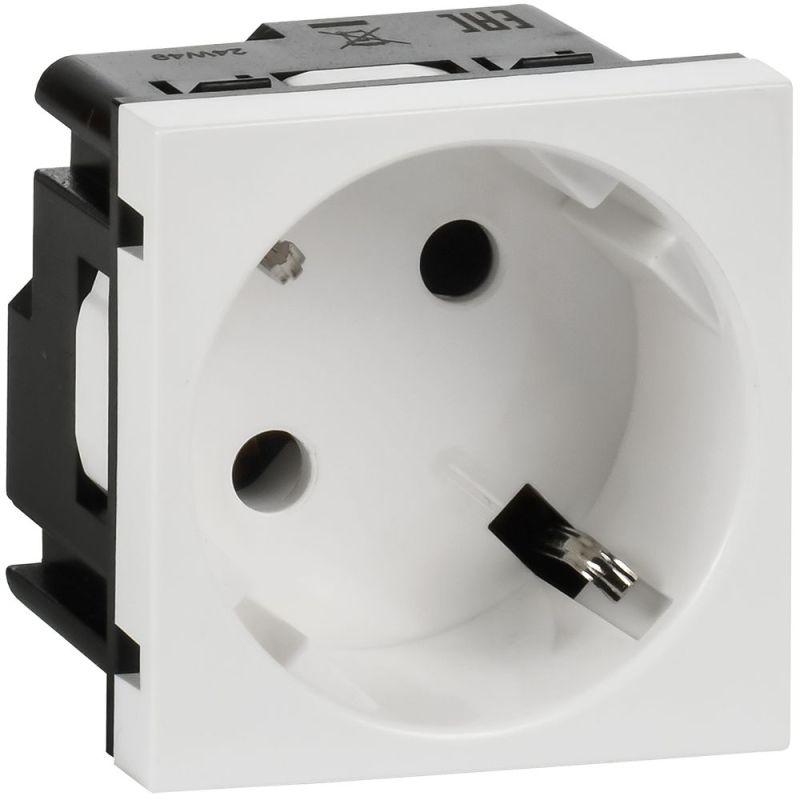 Розетка 2мод. 16А 250В 45град. с заземл. без защ. шторок винт. зажимы бел. ИЭК Leg 4521051