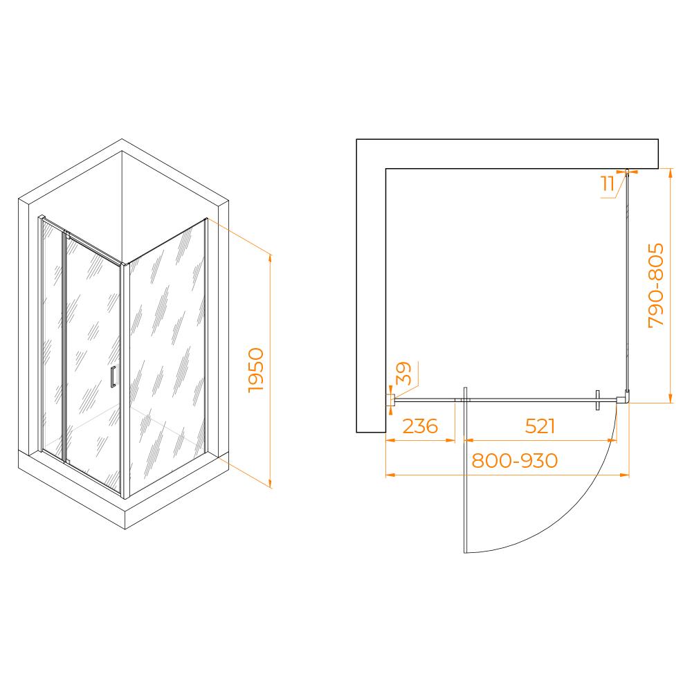 Душевой уголок RGW PA-078B (RGW PA-008B + Z-050-2B), 350807888-14