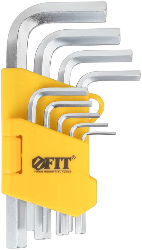 Ключ шестигранный 1.5-10мм в пластик. держателе CrV сталь (уп.9шт) FIT 64186