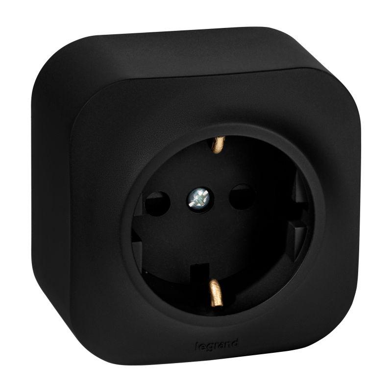 Розетка 1-м ОП Quteo 16А IP20 250В 2P+E с заземл. защ. шторки черн. матов. IEK 782476