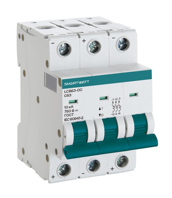 Выключатель автоматический модульный PDE LCB63H-DC-L3/3 3А 3P кривая L 10кА SmartWatt 4512020490222