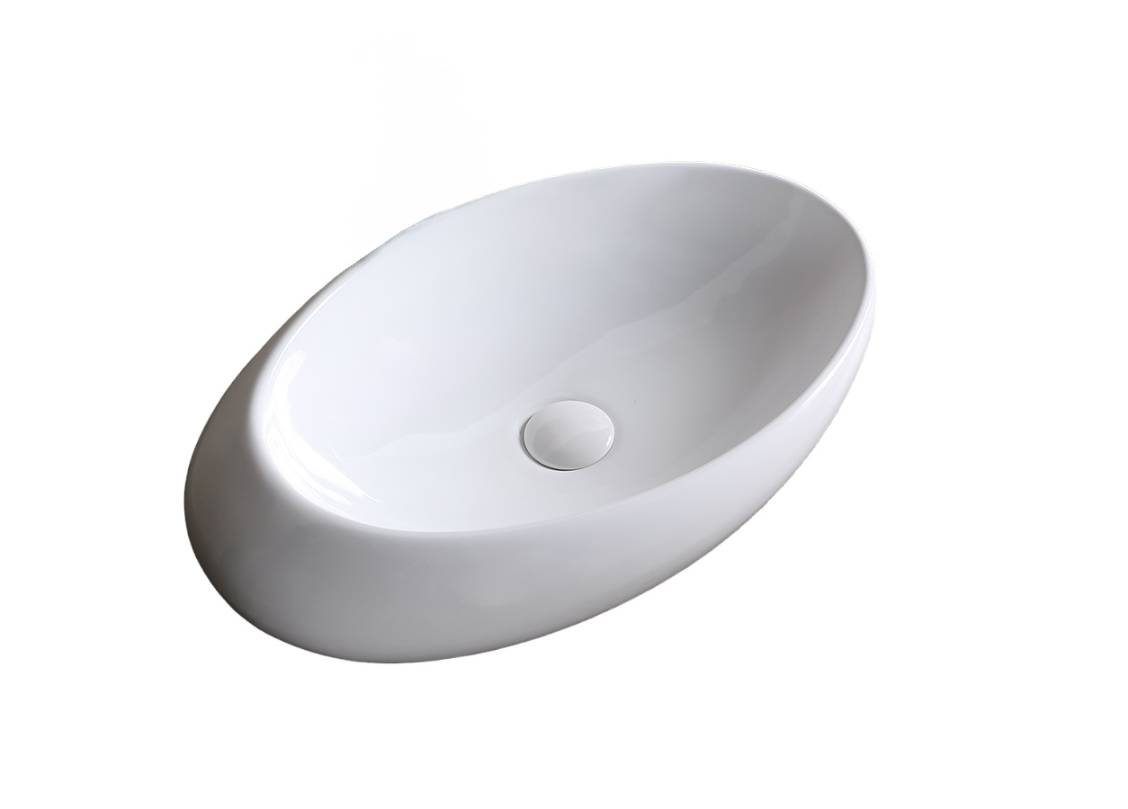 Раковина CR0058A накладная, белая, смещенный овал 480х300х140 Ceruttispa