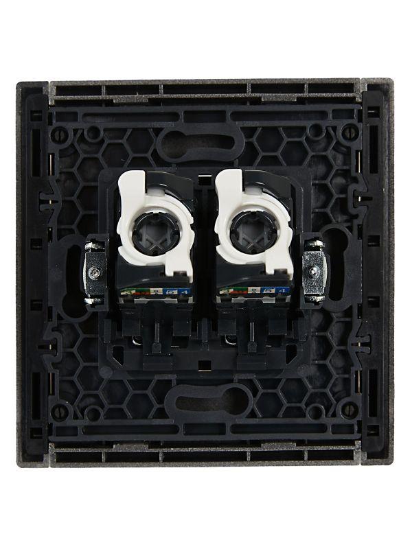 Розетка компьютерная 2-м RJ45 кат.5E FORTE&PIANO FP533 сталь IEK FP-K20-1-K46