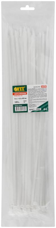 Хомут для проводов 4.8х400мм нейлон. бел. (уп.100шт) FIT 60378