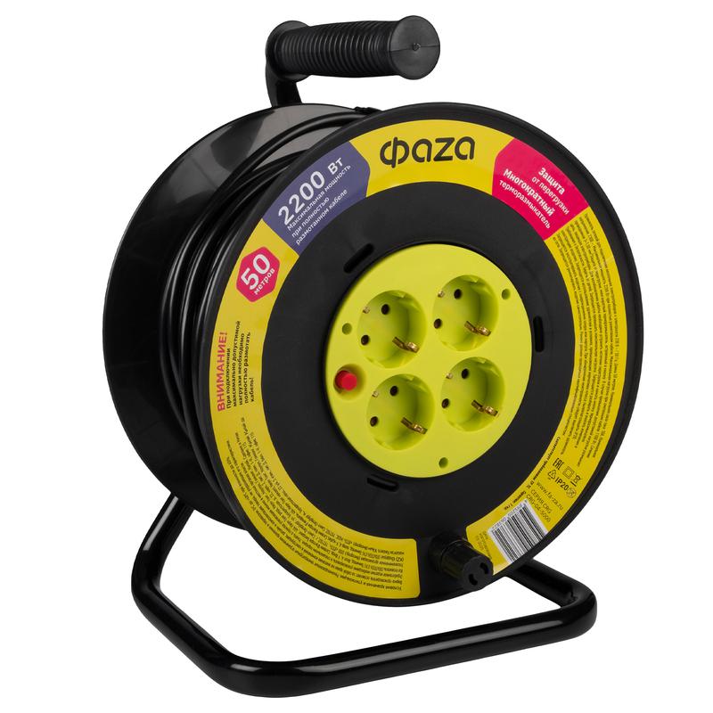 Удлинитель на катушке 4х50м с с заземл. CRG-04-5000 ФАZА 5063822