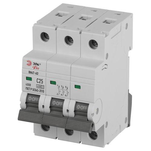 Выключатель автоматический 3п C 25А 4.5кА ВА47-63 PRO ЭРА Б0059439