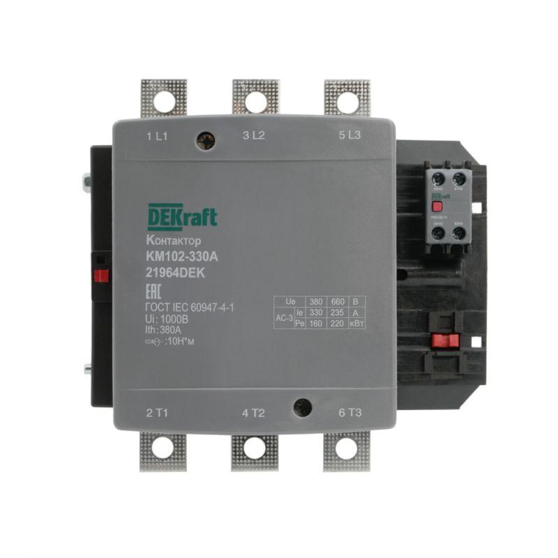 Контактор 330А 220В АС АС3 АС4 1НО+1НЗ КМ-102 DEKraft 21964DEK
