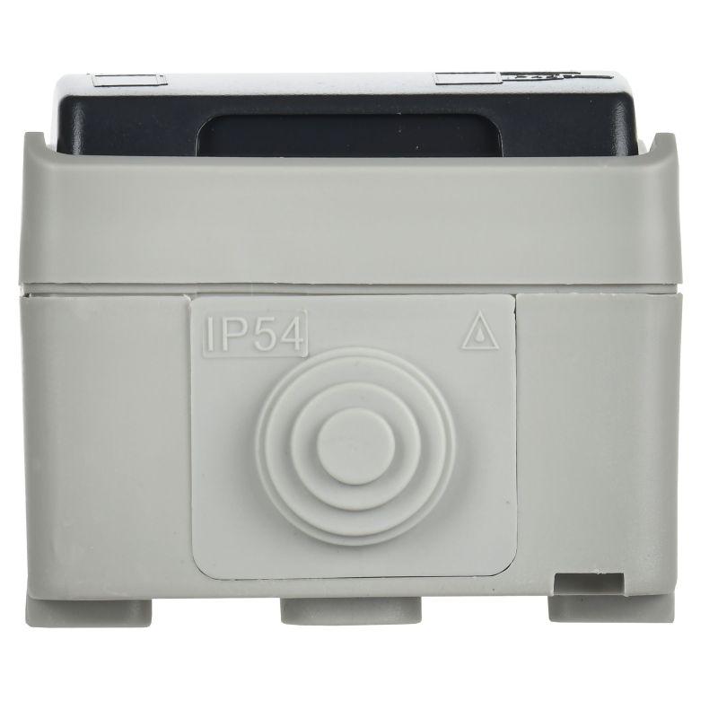 Розетка 1-м ОП Форс РСб20-3-ФСр 16А IP54 с заземл. с крышкой сер. IEK ERS12-K03-16-54-DC