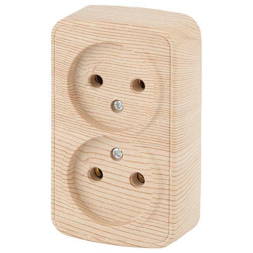 Розетка 2-м ОП Polo 3-203-11 2х2P 16А 250В IP20 без заземл. сосна Intro Б0053571