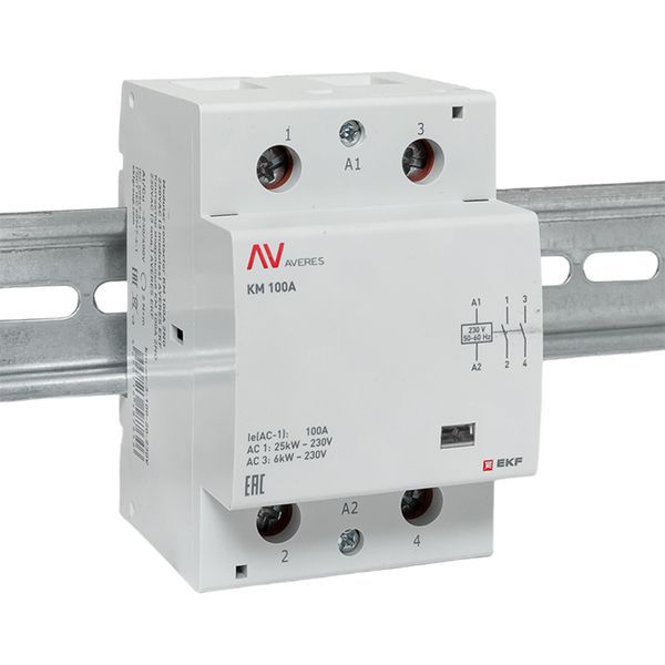 Контактор модульный КМ 100А 2NО 230В AC (3 мод.) AVERES EKF km-av-3-100-20-230V