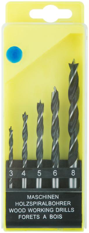 Набор сверл по дереву пластиковый бокс 5шт (3-4-5-6-8мм) FIT 36104