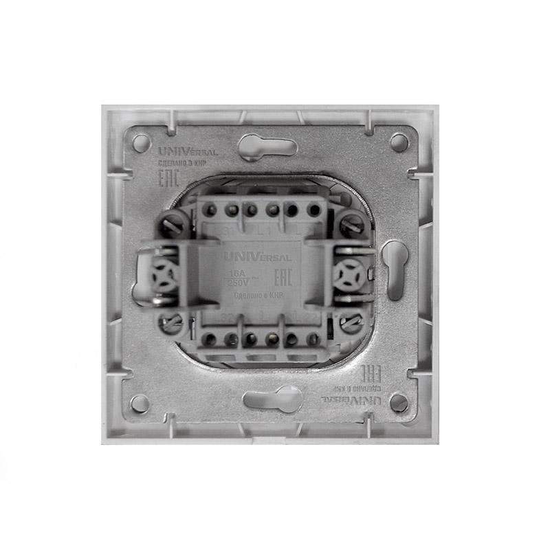 Выключатель 2-кл. СП Бриллиант 10А IP20 с подсветкой серебр. UNIVersal 7949667